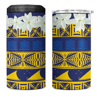 Tokelau Language Week 4 in 1 Can Cooler Tumbler Tokelauan Tuluma With Gardenia Thunbergia LT14 One Size: 16 oz Blue - Polynesian Pride