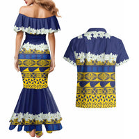 Tokelau Language Week Couples Matching Mermaid Dress and Hawaiian Shirt Tokelauan Tuluma With Gardenia Thunbergia LT14 - Polynesian Pride