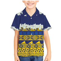 Tokelau Language Week Family Matching Mermaid Dress and Hawaiian Shirt Tokelauan Tuluma With Gardenia Thunbergia LT14 Son's Shirt Blue - Polynesian Pride