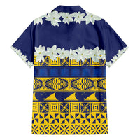Tokelau Language Week Family Matching Off The Shoulder Long Sleeve Dress and Hawaiian Shirt Tokelauan Tuluma With Gardenia Thunbergia LT14 - Polynesian Pride