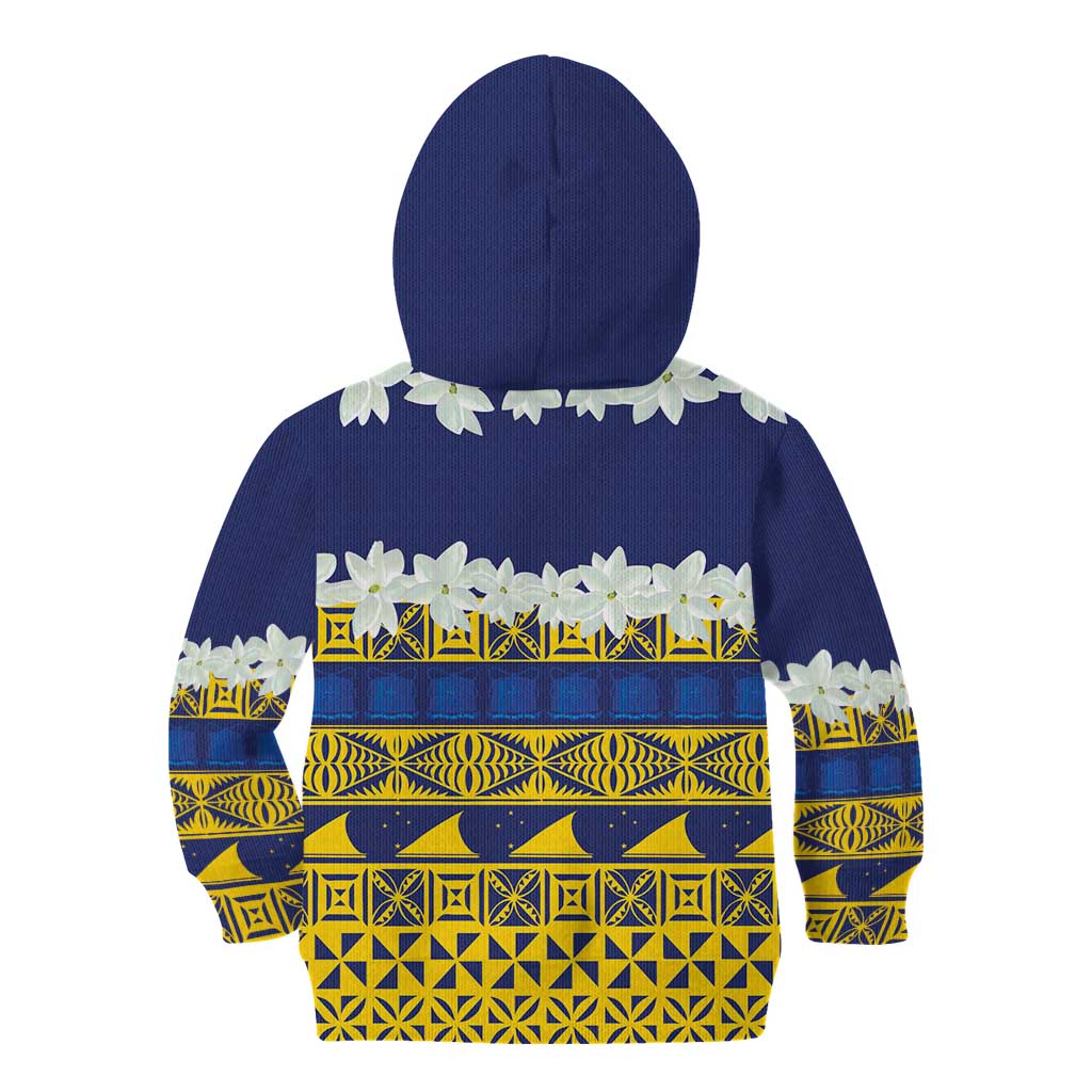 Tokelau Language Week Kid Hoodie Tokelauan Tuluma With Gardenia Thunbergia LT14 - Polynesian Pride