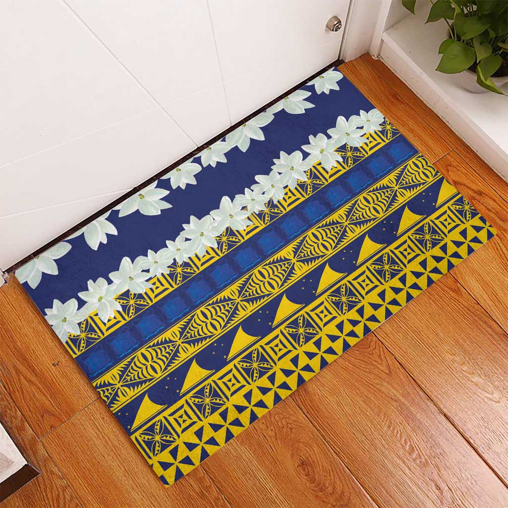 Tokelau Language Week Rubber Doormat Tokelauan Tuluma With Gardenia Thunbergia
