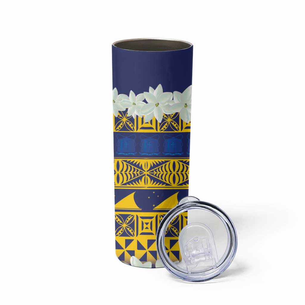 Tokelau Language Week Skinny Tumbler Tokelauan Tuluma With Gardenia Thunbergia LT14 - Polynesian Pride