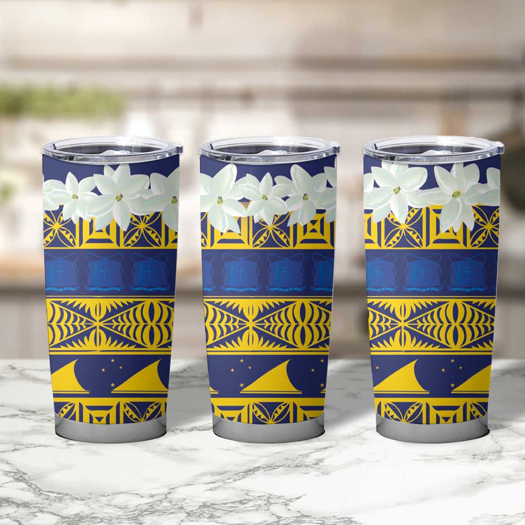 Tokelau Language Week Tumbler Cup Tokelauan Tuluma With Gardenia Thunbergia LT14 - Polynesian Pride