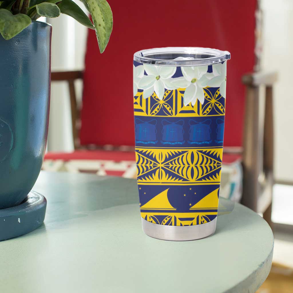 Tokelau Language Week Tumbler Cup Tokelauan Tuluma With Gardenia Thunbergia LT14 - Polynesian Pride