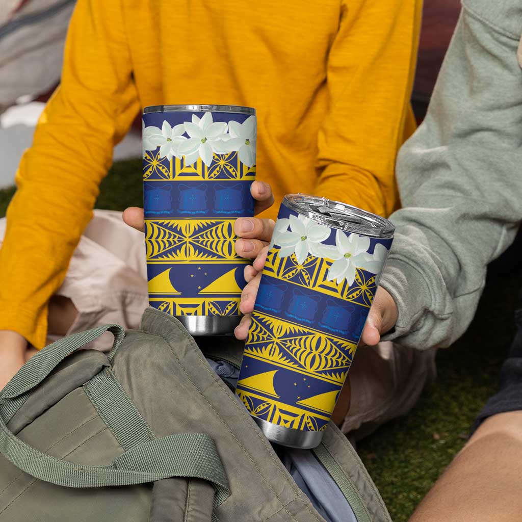 Tokelau Language Week Tumbler Cup Tokelauan Tuluma With Gardenia Thunbergia LT14 - Polynesian Pride
