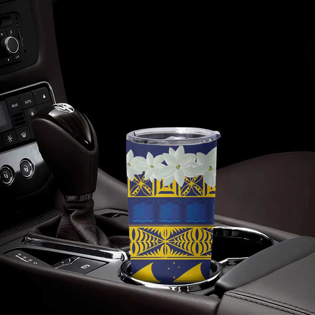 Tokelau Language Week Tumbler Cup Tokelauan Tuluma With Gardenia Thunbergia LT14 - Polynesian Pride