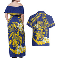 Te Vaiaho o te Gagana Tokelau Couples Matching Off Shoulder Maxi Dress and Hawaiian Shirt Polynesian Turtle - Malo Ni! LT14 - Polynesian Pride