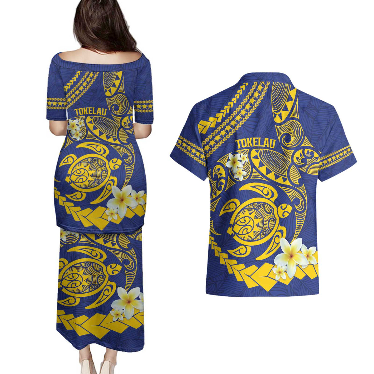Te Vaiaho o te Gagana Tokelau Couples Matching Puletasi and Hawaiian Shirt Polynesian Turtle - Malo Ni! LT14 - Polynesian Pride