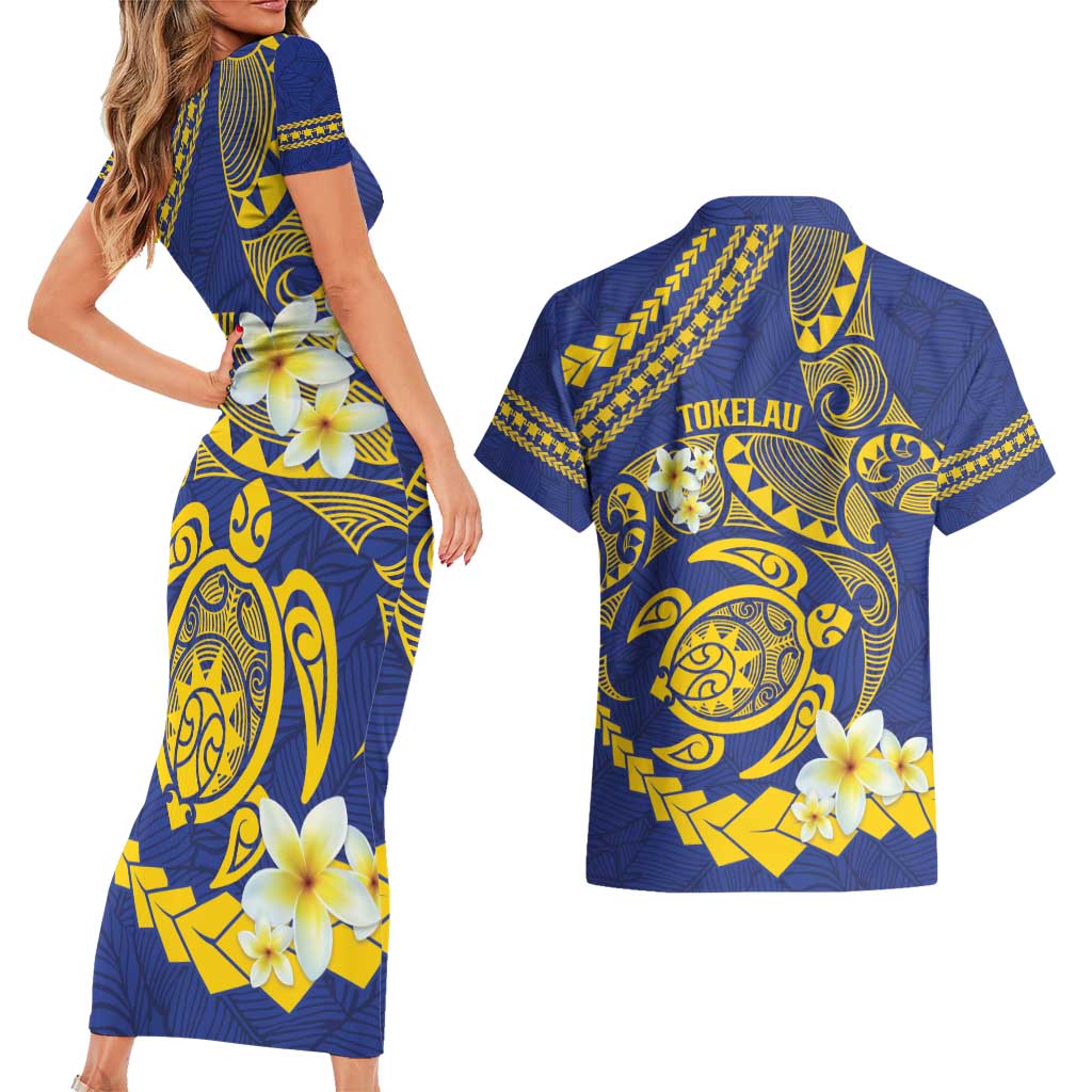 Te Vaiaho o te Gagana Tokelau Couples Matching Short Sleeve Bodycon Dress and Hawaiian Shirt Polynesian Turtle - Malo Ni! LT14 - Polynesian Pride