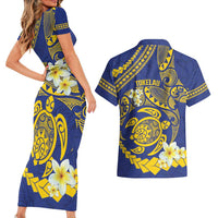 Te Vaiaho o te Gagana Tokelau Couples Matching Short Sleeve Bodycon Dress and Hawaiian Shirt Polynesian Turtle - Malo Ni! LT14 - Polynesian Pride