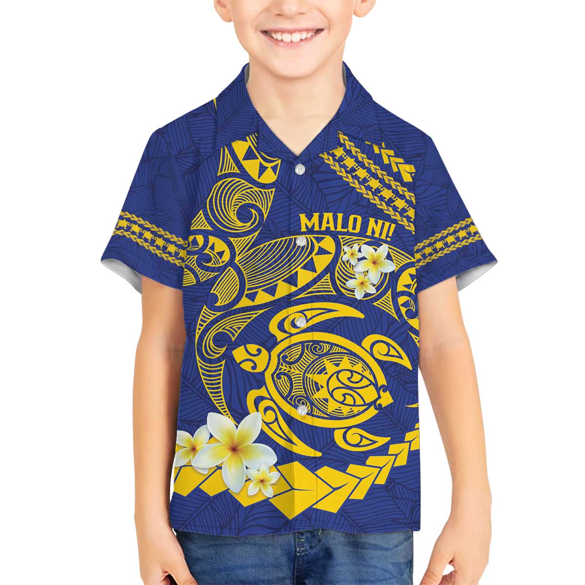 Te Vaiaho o te Gagana Tokelau Family Matching Off The Shoulder Long Sleeve Dress and Hawaiian Shirt Polynesian Turtle - Malo Ni! LT14 Son's Shirt Blue - Polynesian Pride