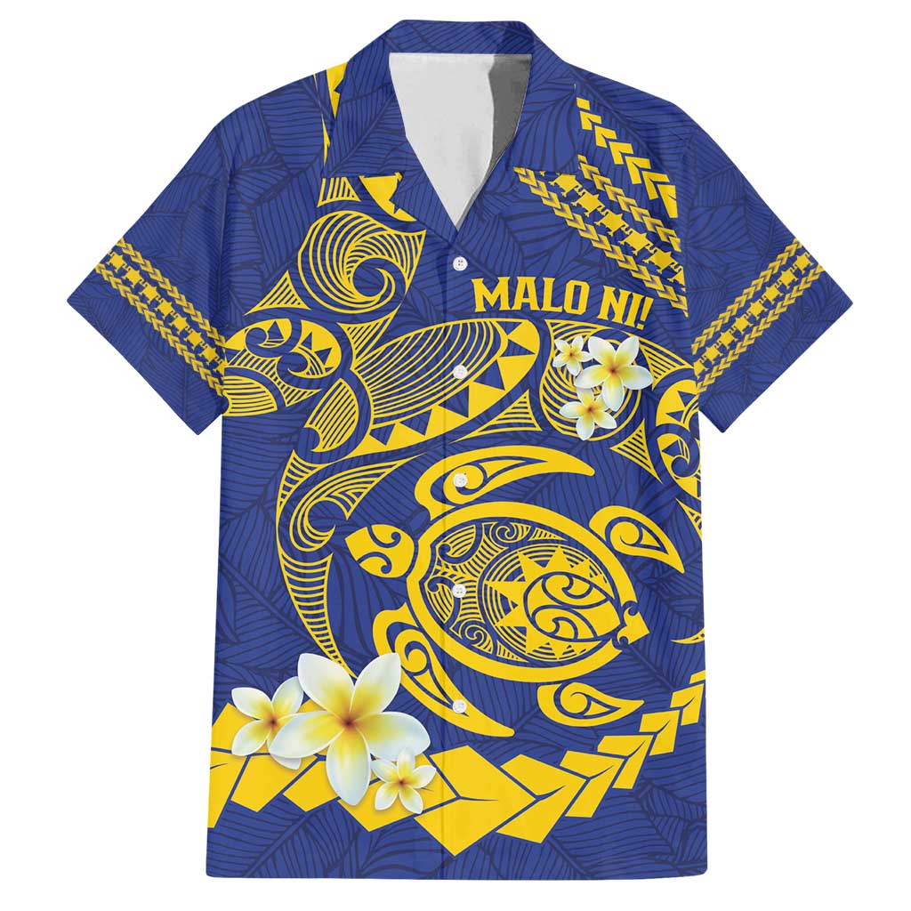 Te Vaiaho o te Gagana Tokelau Family Matching Off Shoulder Maxi Dress and Hawaiian Shirt Polynesian Turtle - Malo Ni! LT14 Dad's Shirt - Short Sleeve Blue - Polynesian Pride