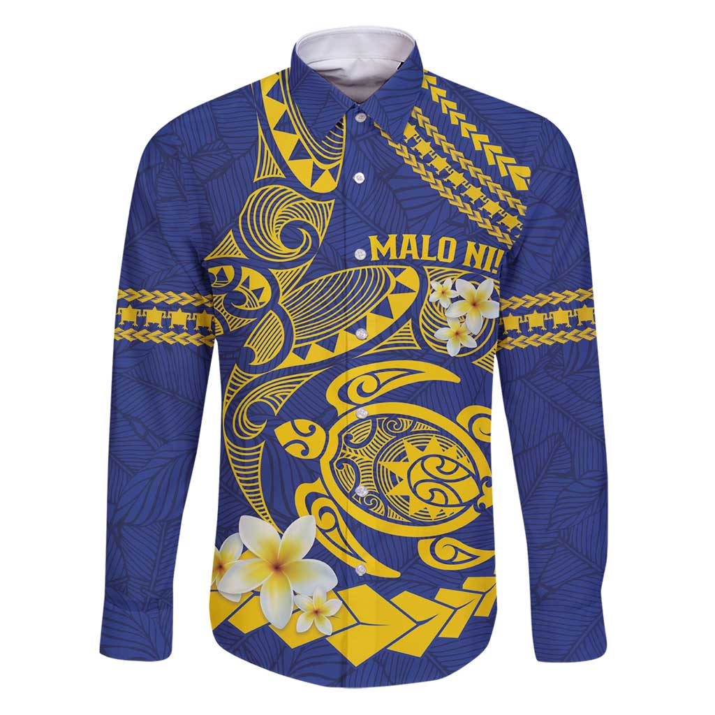 Te Vaiaho o te Gagana Tokelau Family Matching Puletasi and Hawaiian Shirt Polynesian Turtle - Malo Ni! LT14 Dad's Shirt - Long Sleeve Blue - Polynesian Pride
