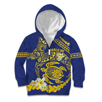 Te Vaiaho o te Gagana Tokelau Kid Hoodie Polynesian Turtle - Malo Ni! LT14 Zip Hoodie Blue - Polynesian Pride