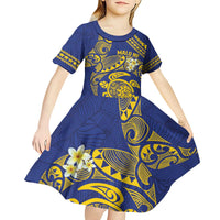 Te Vaiaho o te Gagana Tokelau Kid Short Sleeve Dress Polynesian Turtle - Malo Ni!