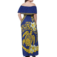 Te Vaiaho o te Gagana Tokelau Off Shoulder Maxi Dress Polynesian Turtle - Malo Ni!
