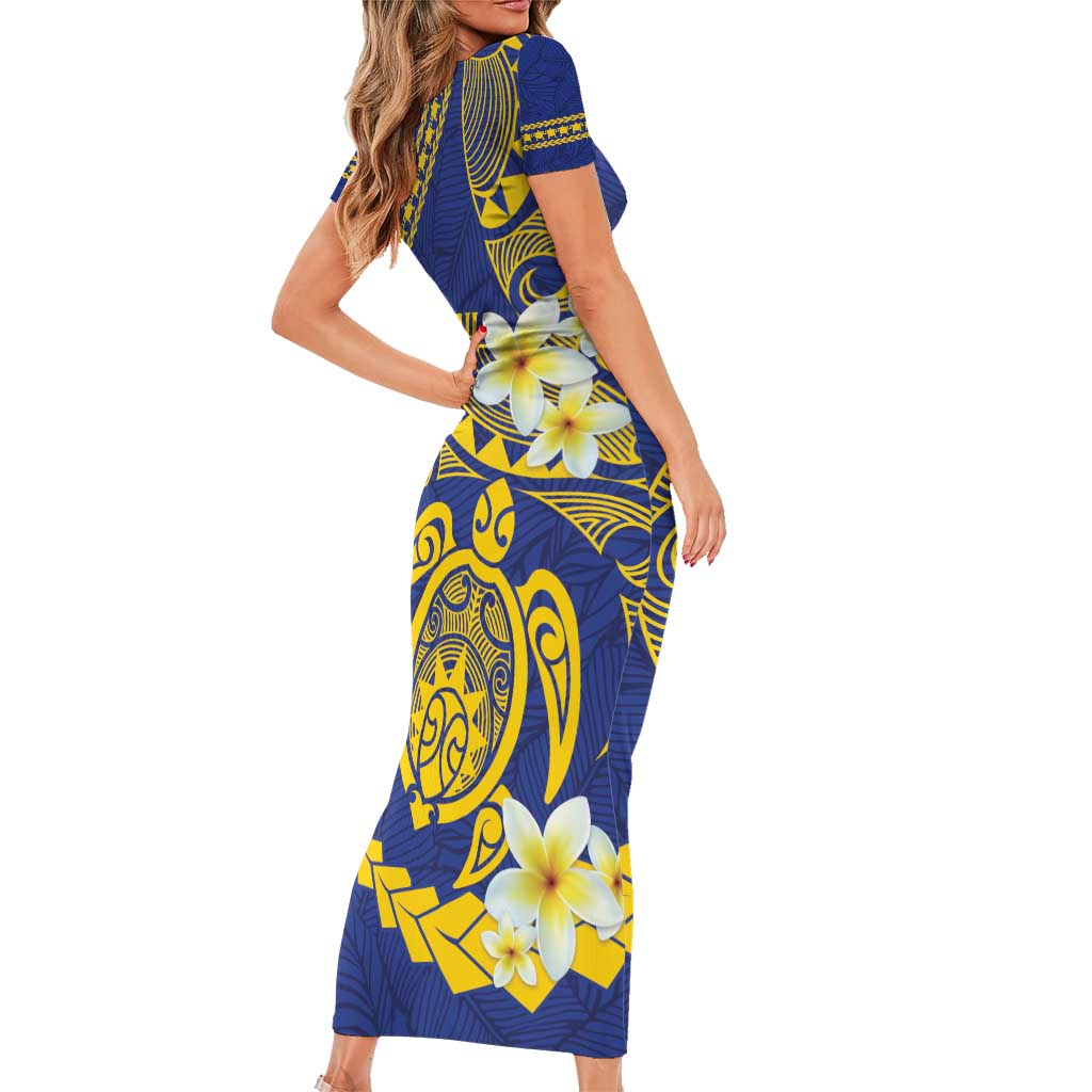 Te Vaiaho o te Gagana Tokelau Short Sleeve Bodycon Dress Polynesian Turtle - Malo Ni! LT14 - Polynesian Pride