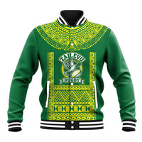 Fiji Tailevu Rugby Custom Baseball Jacket Go Champions Fijian Tapa Pattern LT14 Unisex Green - Polynesian Pride