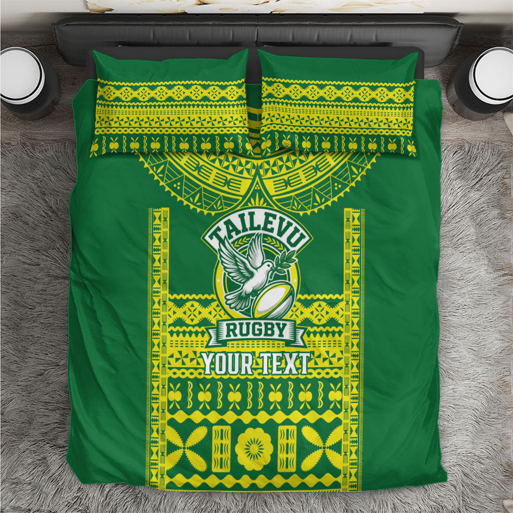 Fiji Tailevu Rugby Custom Bedding Set Go Champions Fijian Tapa Pattern LT14 Green - Polynesian Pride