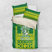 Fiji Tailevu Rugby Custom Bedding Set Go Champions Fijian Tapa Pattern LT14 US Twin 172cm x 218cm Green - Polynesian Pride