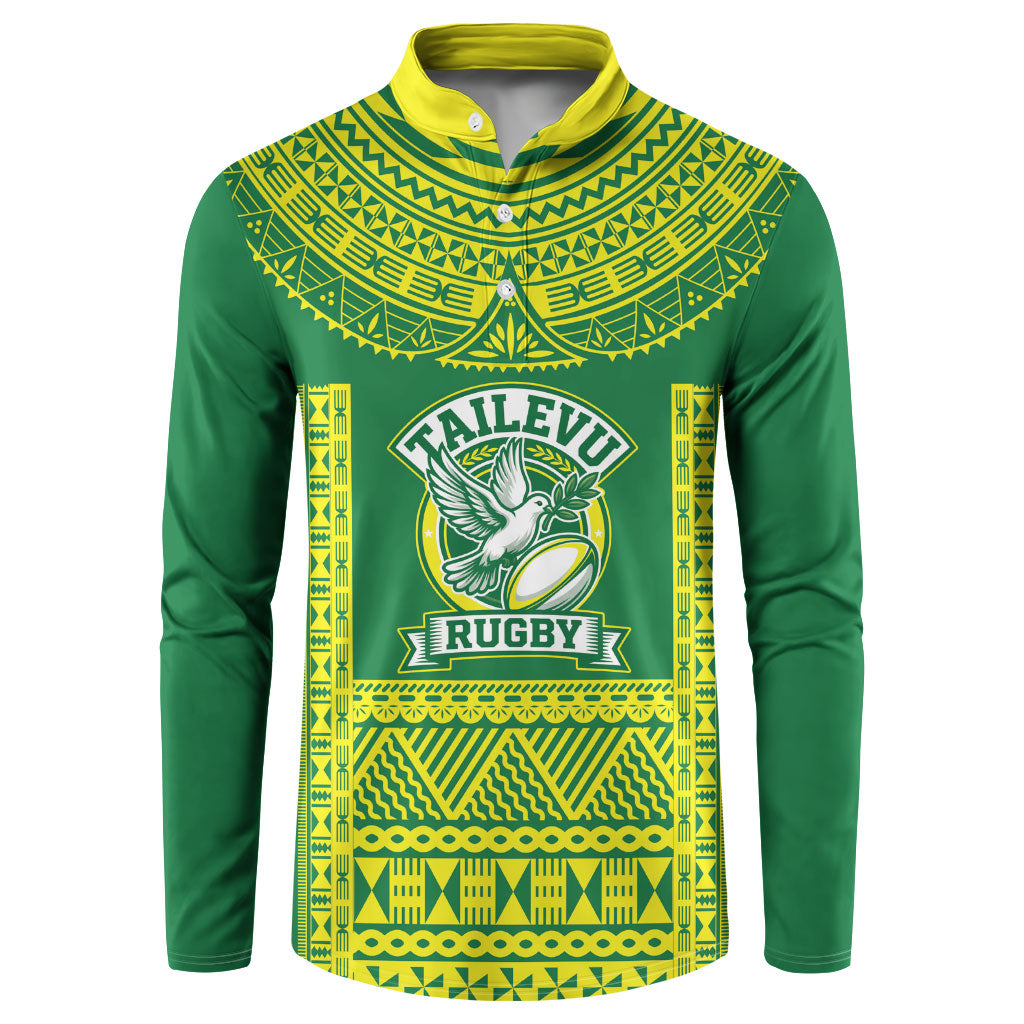 Fiji Tailevu Rugby Custom Button Sweatshirt Go Champions Fijian Tapa Pattern LT14 Green - Polynesian Pride