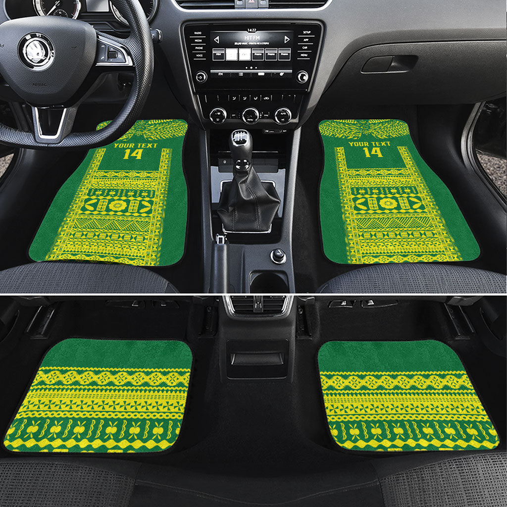 Fiji Tailevu Rugby Custom Car Mats Go Champions Fijian Tapa Pattern LT14 Set 4pcs Green - Polynesian Pride