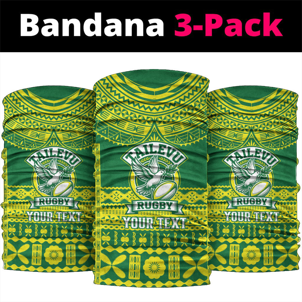 Fiji Tailevu Rugby Custom Neck Gaiter Go Champions Fijian Tapa Pattern LT14 package One Size: 25*50cm Green - Polynesian Pride