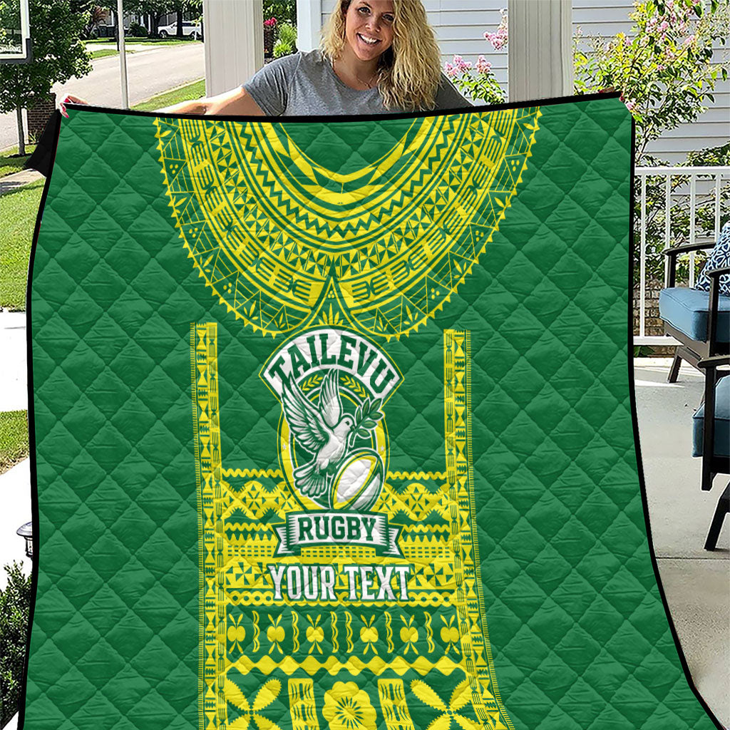 Fiji Tailevu Rugby Custom Quilt Go Champions Fijian Tapa Pattern LT14 Green - Polynesian Pride