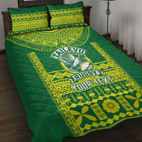 Fiji Tailevu Rugby Custom Quilt Bed Set Go Champions Fijian Tapa Pattern LT14 Green - Polynesian Pride