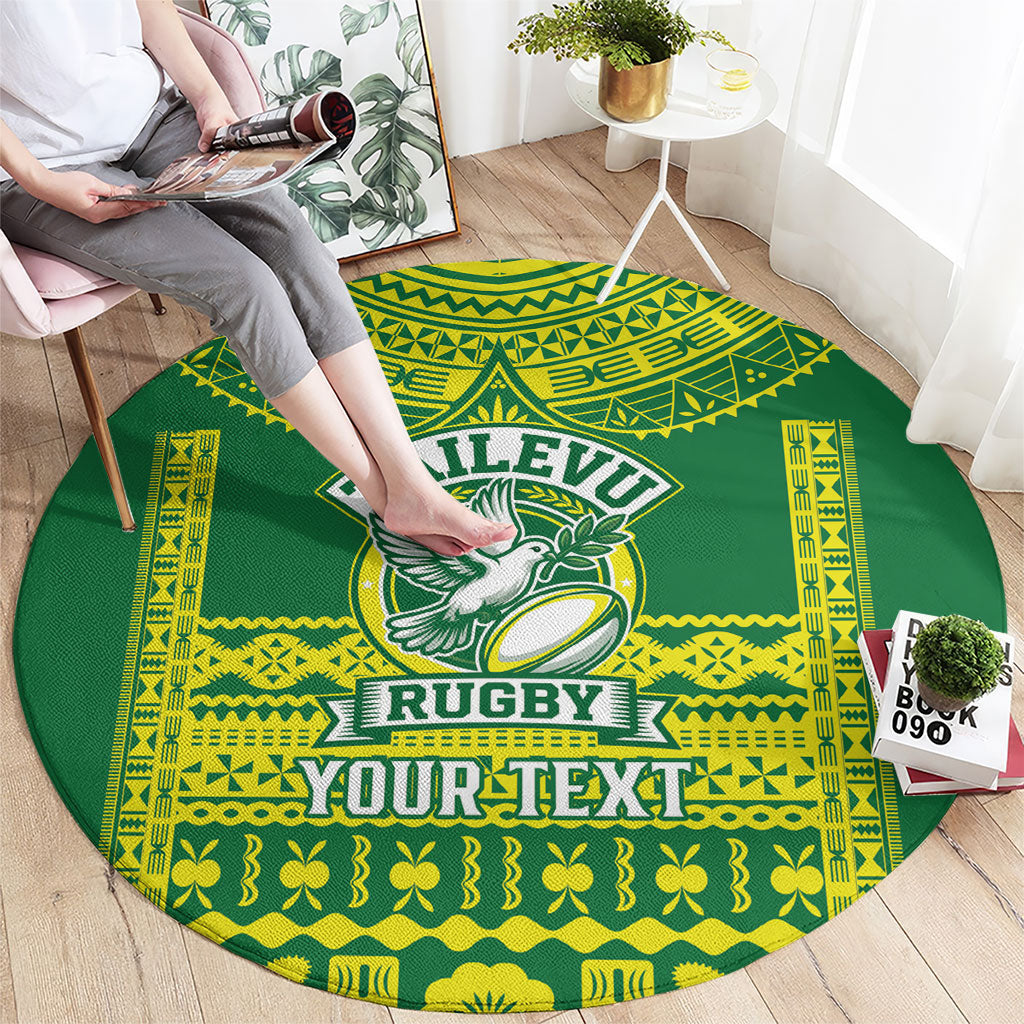 Fiji Tailevu Rugby Custom Round Carpet Go Champions Fijian Tapa Pattern LT14 - Polynesian Pride
