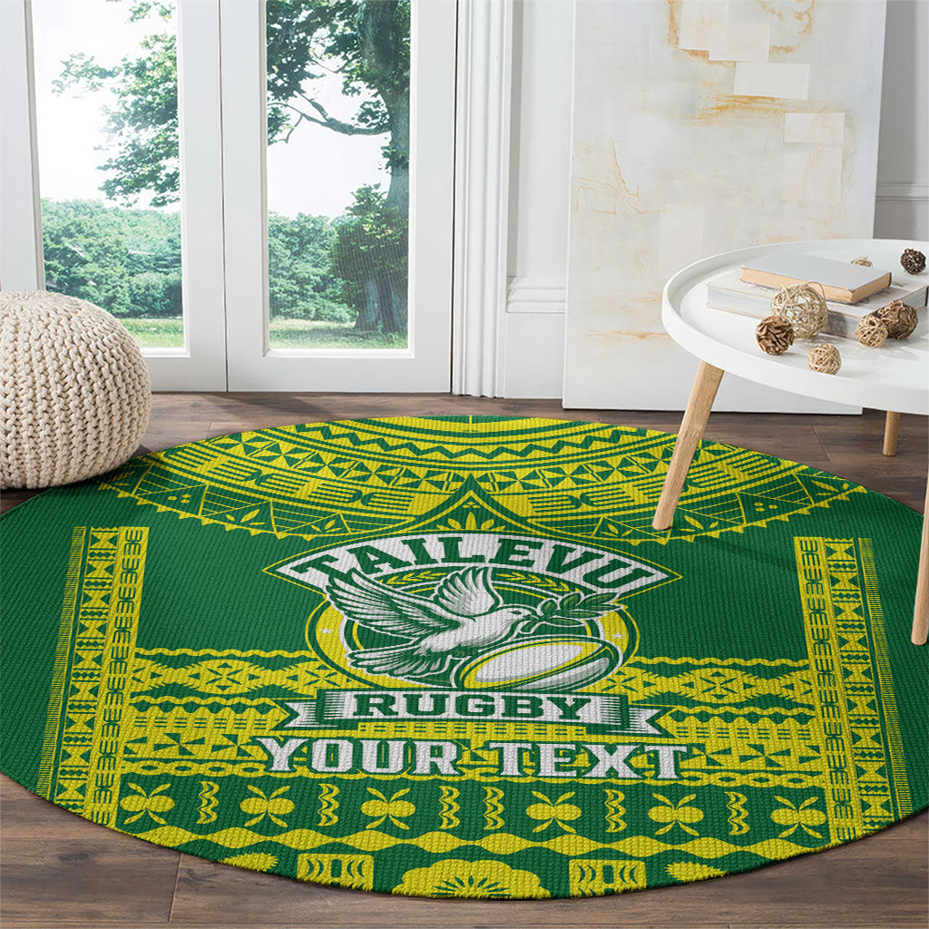Fiji Tailevu Rugby Custom Round Carpet Go Champions Fijian Tapa Pattern LT14 - Polynesian Pride