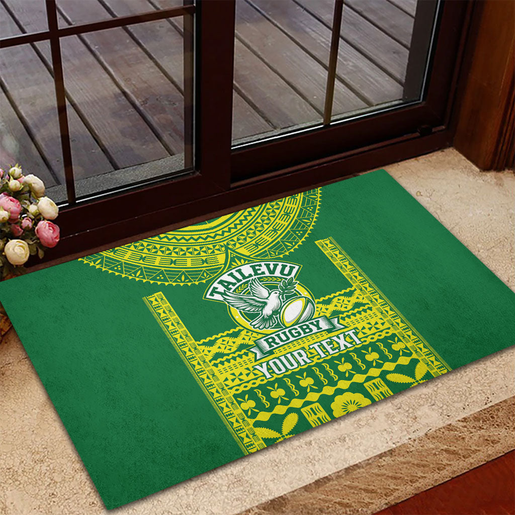 Fiji Tailevu Rugby Custom Rubber Doormat Go Champions Fijian Tapa Pattern LT14 - Polynesian Pride