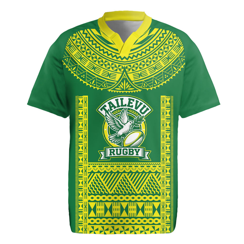 Fiji Tailevu Rugby Custom Rugby Jersey Go Champions Fijian Tapa Pattern LT14 Green - Polynesian Pride