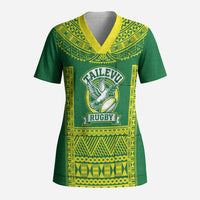Fiji Tailevu Rugby Custom Scrub Top Go Champions Fijian Tapa Pattern LT14 Adult Green - Polynesian Pride