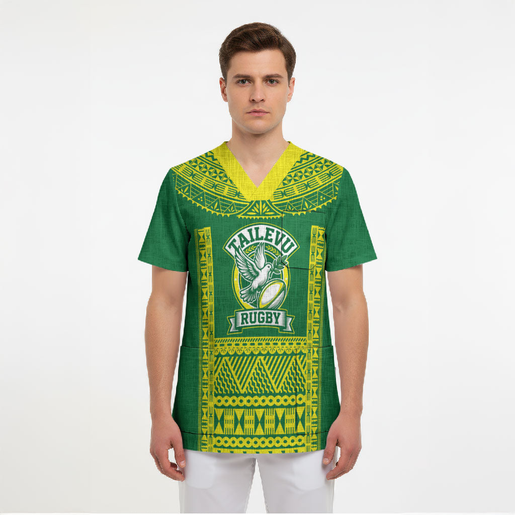 Fiji Tailevu Rugby Custom Scrub Top Go Champions Fijian Tapa Pattern LT14 - Polynesian Pride