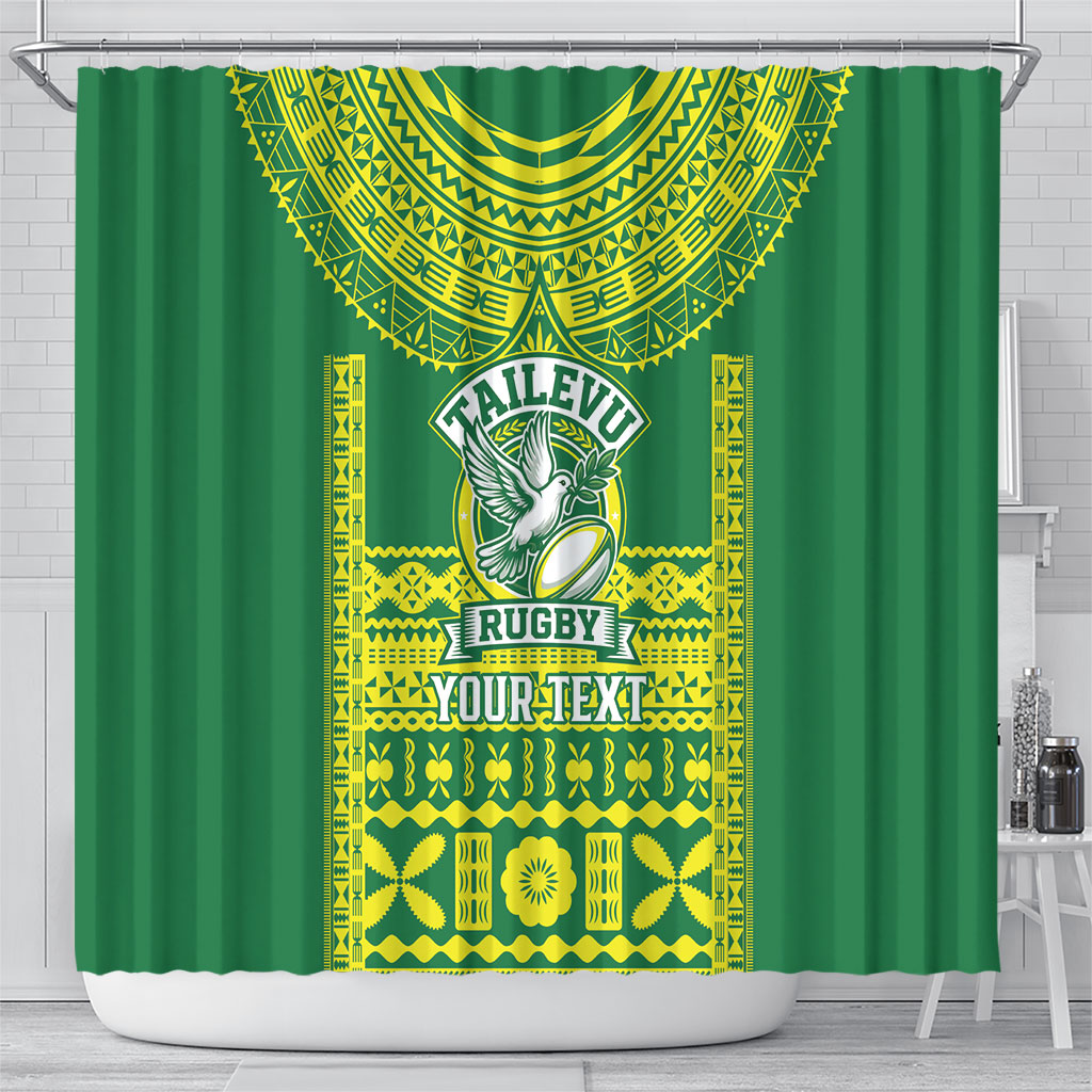 Fiji Tailevu Rugby Custom Shower Curtain Go Champions Fijian Tapa Pattern LT14 - Polynesian Pride