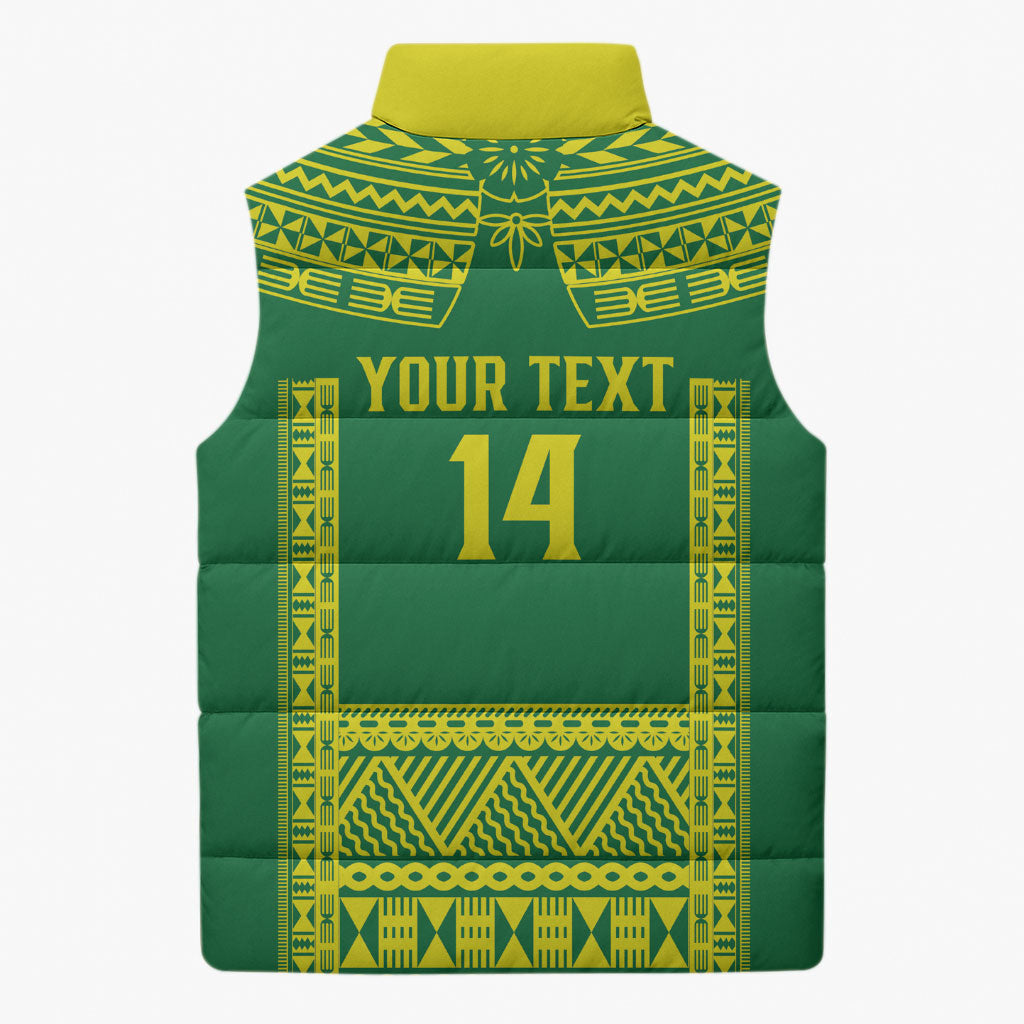 Fiji Tailevu Rugby Custom Sleeveless Puffer Jacket Go Champions Fijian Tapa Pattern LT14 - Polynesian Pride
