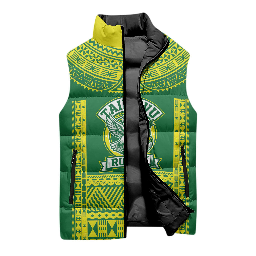 Fiji Tailevu Rugby Custom Sleeveless Puffer Jacket Go Champions Fijian Tapa Pattern LT14 - Polynesian Pride