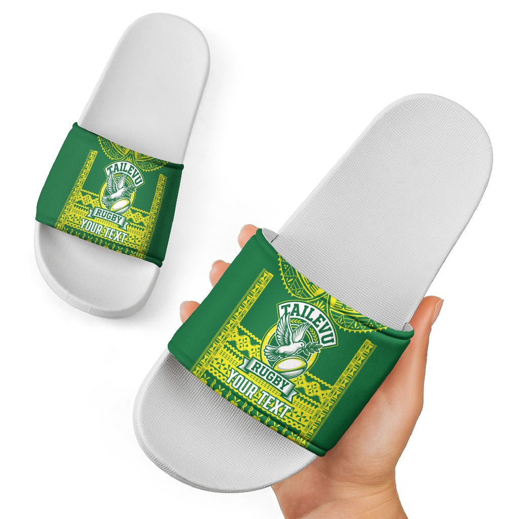 Fiji Tailevu Rugby Custom Slide Sandals Go Champions Fijian Tapa Pattern LT14 - Polynesian Pride