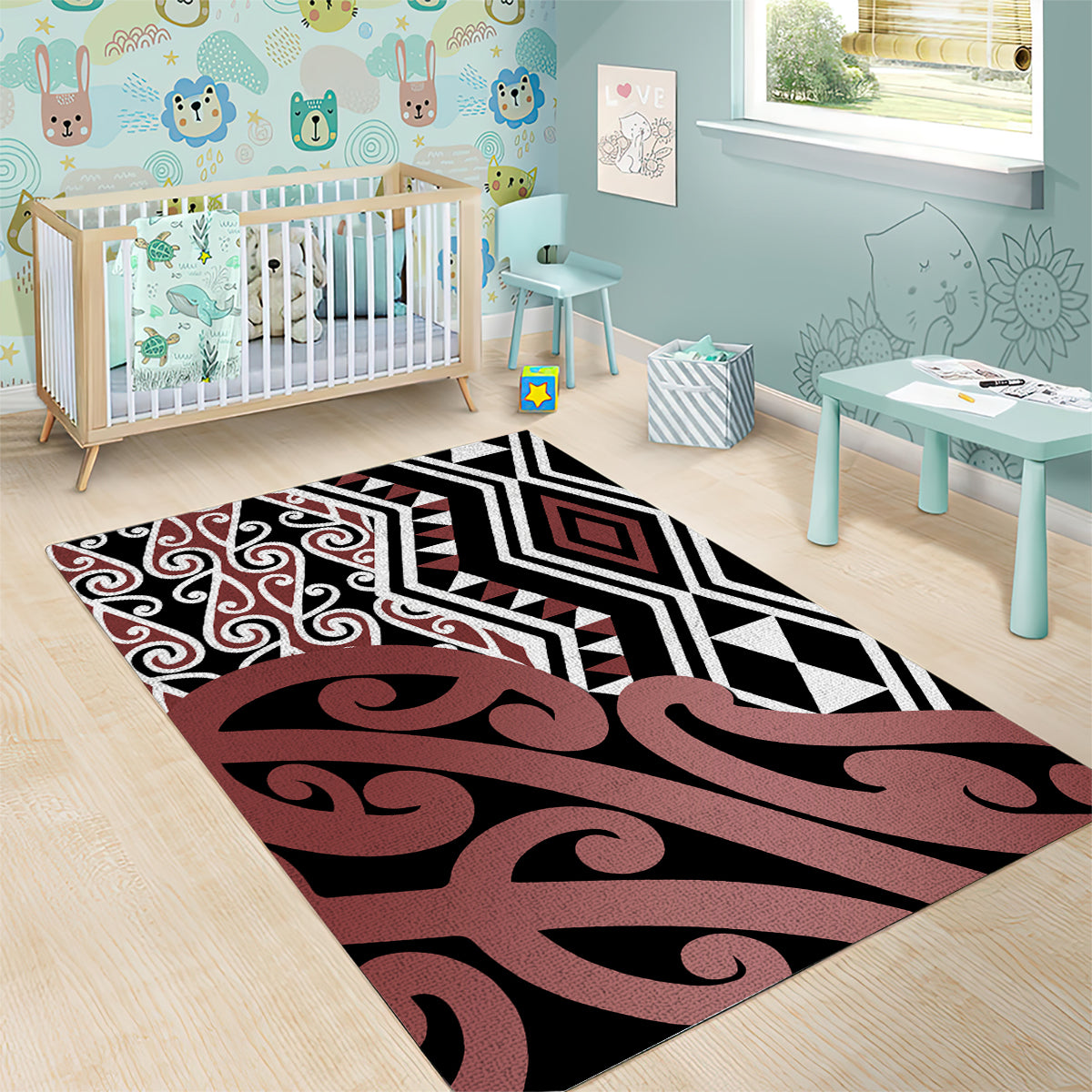 New Zealand Area Rug Aotearoa Kowhaiwhai Mix Taniko Art LT14 - Polynesian Pride