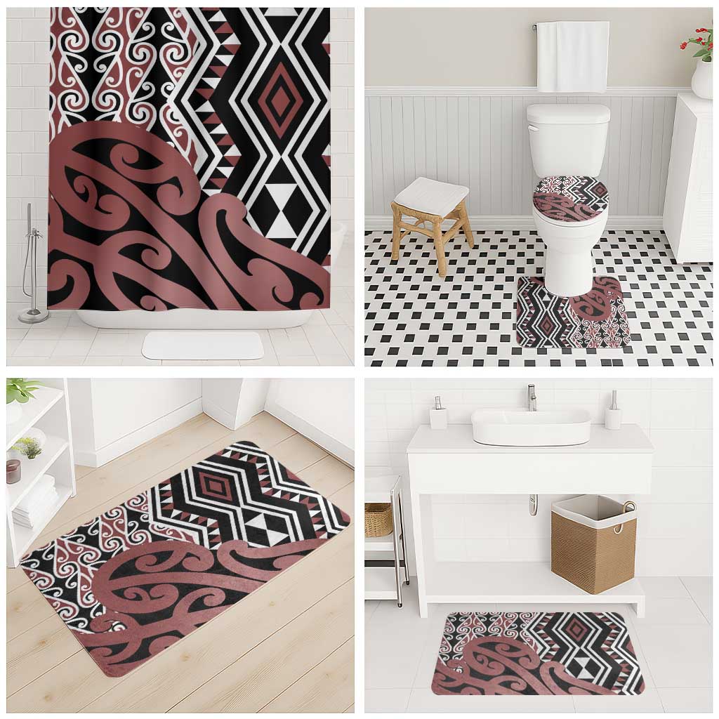 New Zealand Bathroom Set Aotearoa Kowhaiwhai Mix Taniko Art - Polynesian Pride