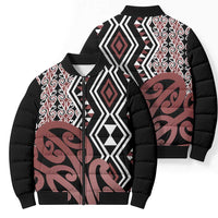 New Zealand Bomber Puffer Jacket Aotearoa Kowhaiwhai Mix Taniko Art LT14 - Polynesian Pride
