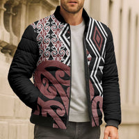 New Zealand Bomber Puffer Jacket Aotearoa Kowhaiwhai Mix Taniko Art LT14 - Polynesian Pride
