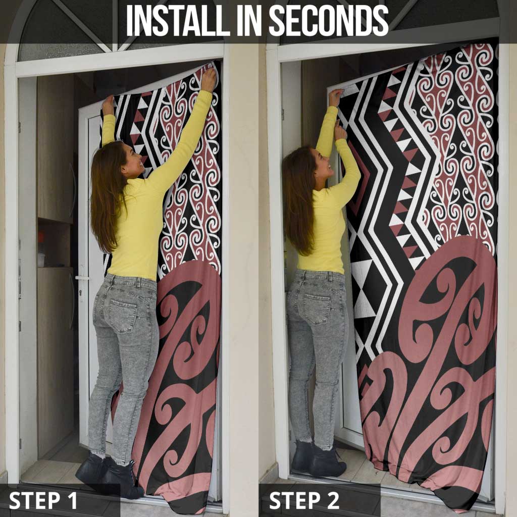 New Zealand Door Cover Aotearoa Kowhaiwhai Mix Taniko Art LT14 - Polynesian Pride