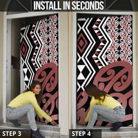 New Zealand Door Cover Aotearoa Kowhaiwhai Mix Taniko Art LT14 - Polynesian Pride