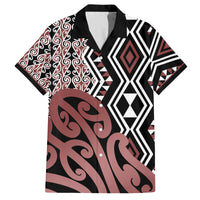 New Zealand Family Matching Tank Maxi Dress and Hawaiian Shirt Aotearoa Kowhaiwhai Mix Taniko Art LT14 Dad's Shirt - Short Sleeve Brown - Polynesian Pride