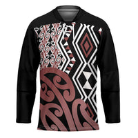 New Zealand Hockey Jersey Aotearoa Kowhaiwhai Mix Taniko Art LT14 Unisex Brown - Polynesian Pride