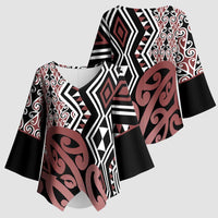 New Zealand Kimono Sleeve Blouse Aotearoa Kowhaiwhai Mix Taniko Art LT14 - Polynesian Pride