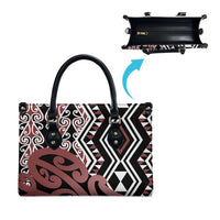 New Zealand Leather Bag Aotearoa Kowhaiwhai Mix Taniko Art - Polynesian Pride
